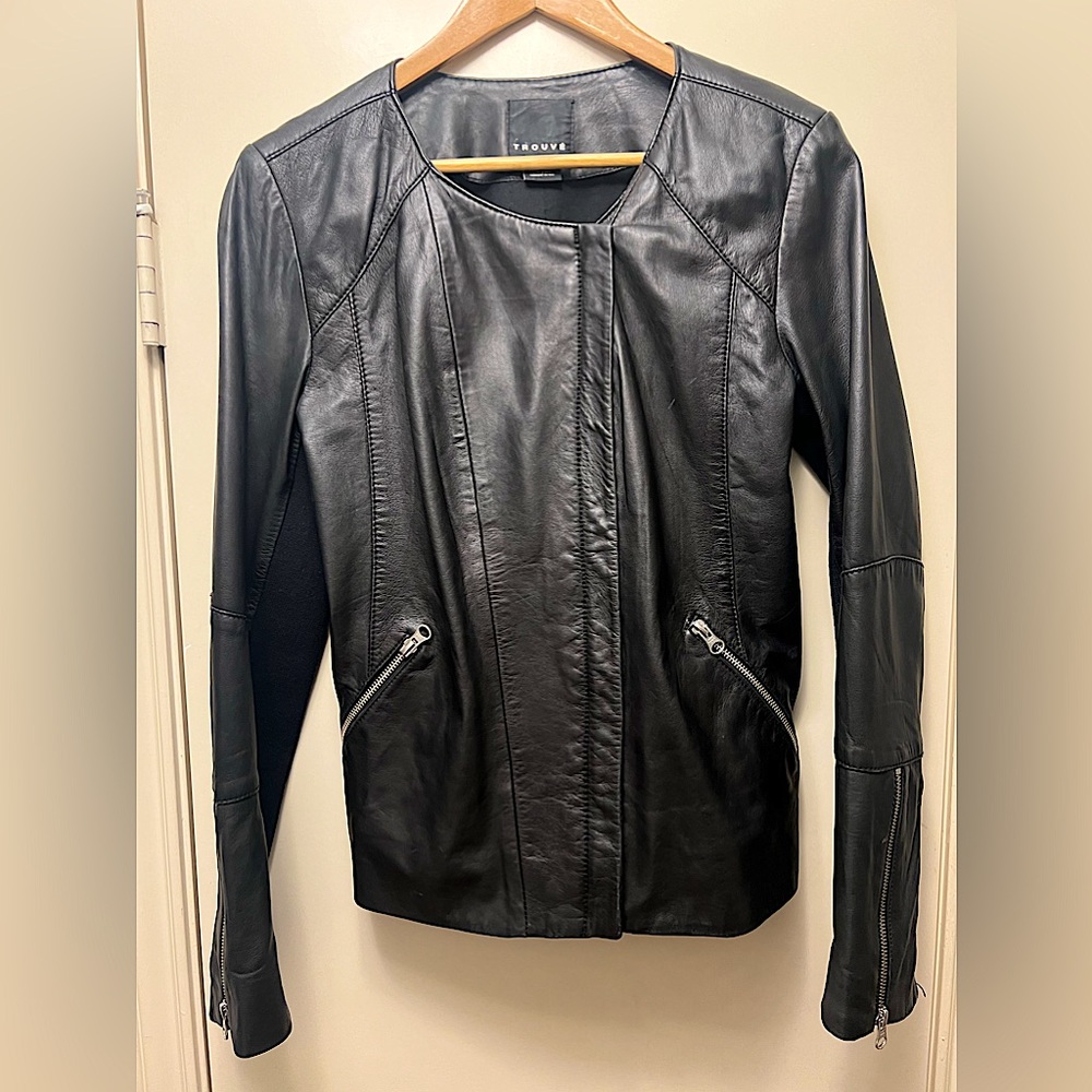 Leather Trouvé moto jacket.